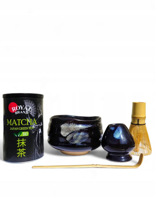 Zestaw do herbaty matcha Bio 100g z ceremonialną czarką, miotełką i łyżką